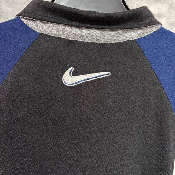 Vintage Nike Shirt Mens XL Black Blue Warm Up Full Zip Jersey Big Logo Y2K - Picture 5 of 10